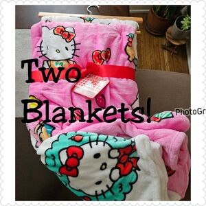 Set Of 2 Hello Kitty Christmas Blankets